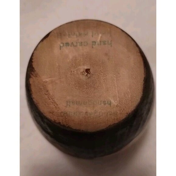 Handarbeit‎ Black Forest German Hand Carved Painted 3D Wood Vase Vintage - Picture 6 of 9